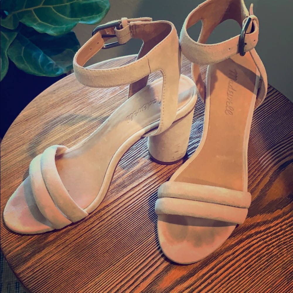 Madewell suede and leather blush high heel
